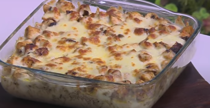 مكرونة بالمشروم والدجاج