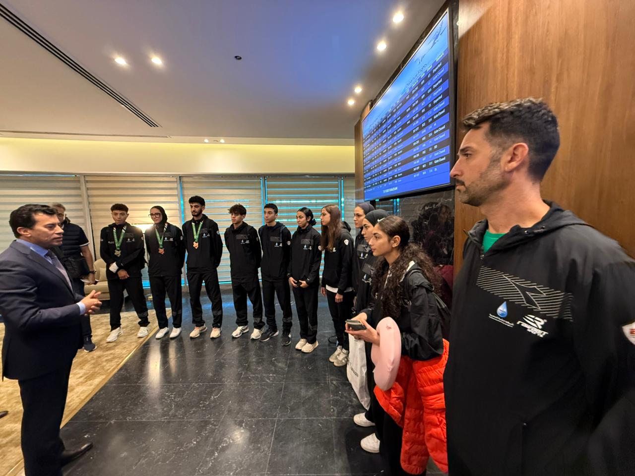 جانب من استقبال ابطال التايكوندو