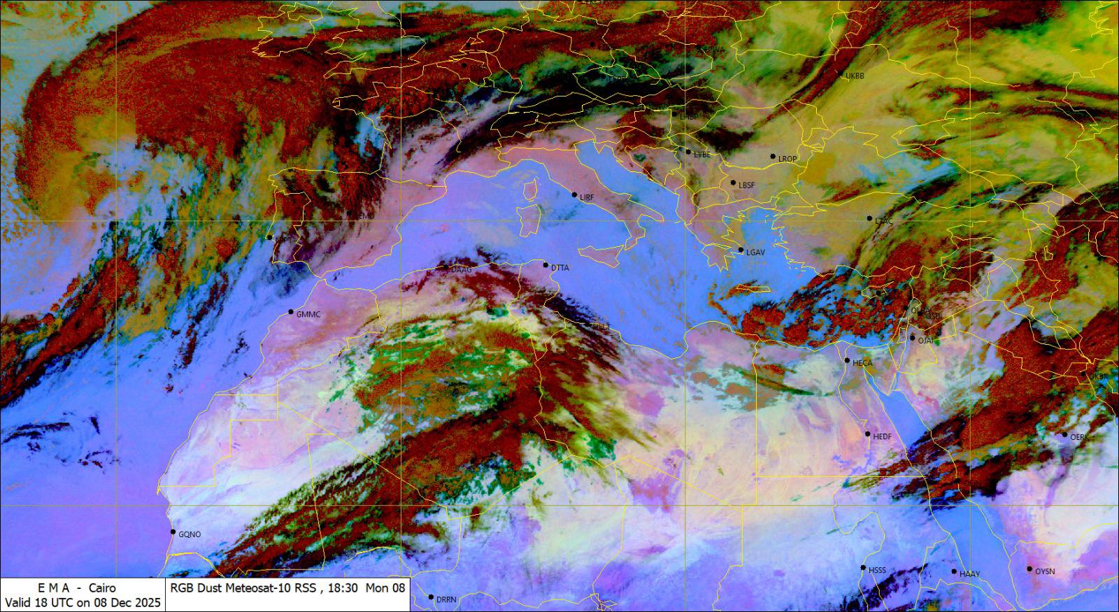 جانب من خريطة حالة الطقس