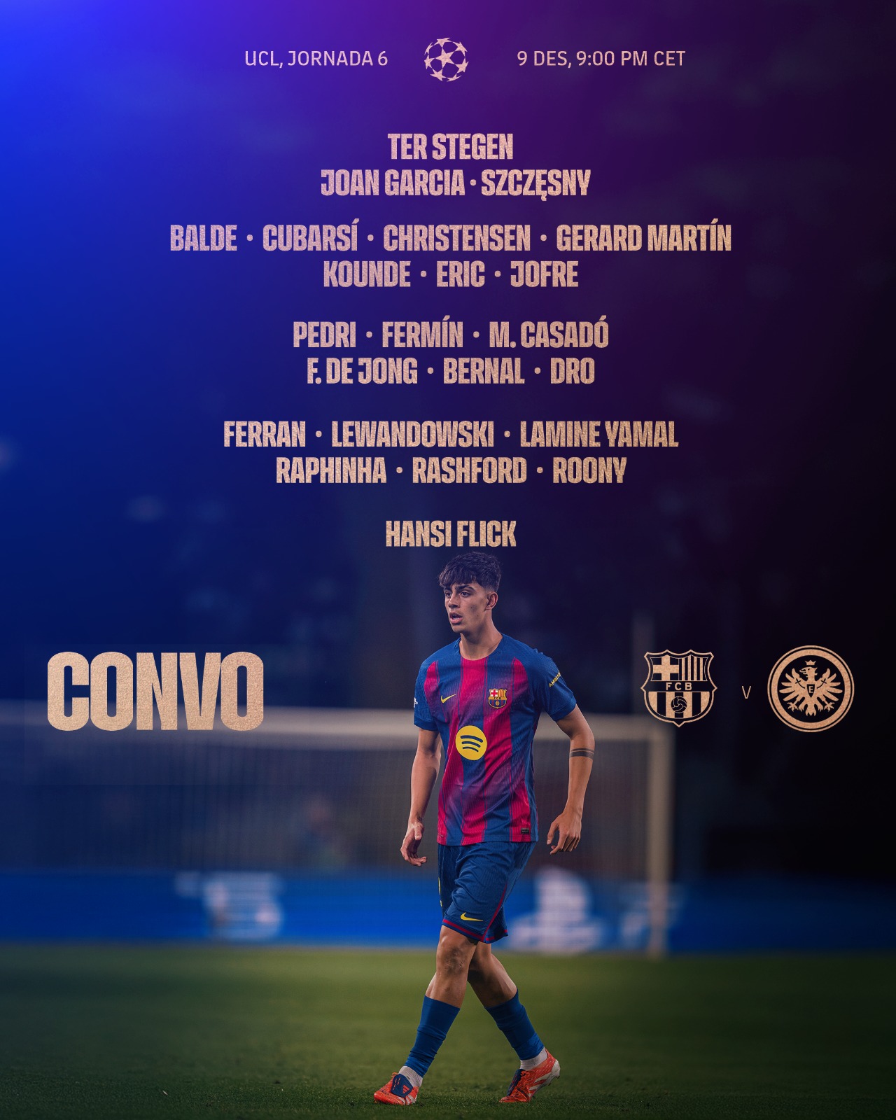 قائمة برشلونة لمباراة فرانكفورت