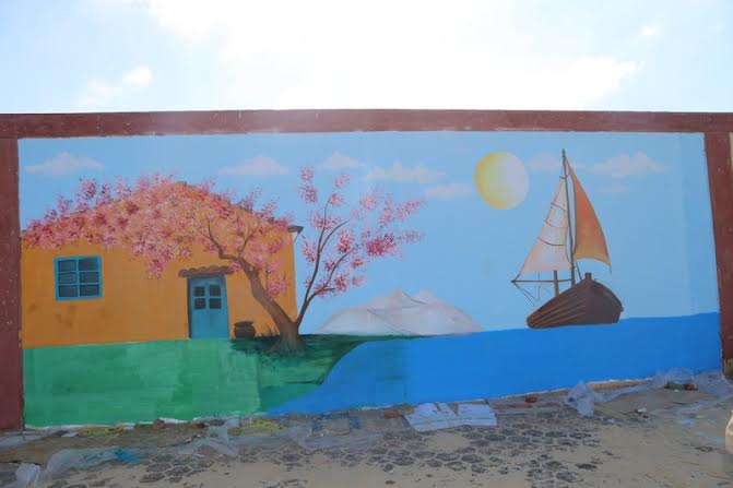 احدى الجداريات على شاليهات بورتوفيق