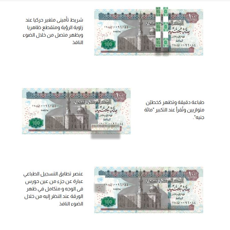 علامات تأمين الـ100 جنيه