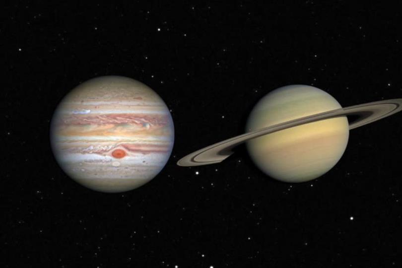 اقتران المشتري وزحل في ظاهرة فلكية نادرة