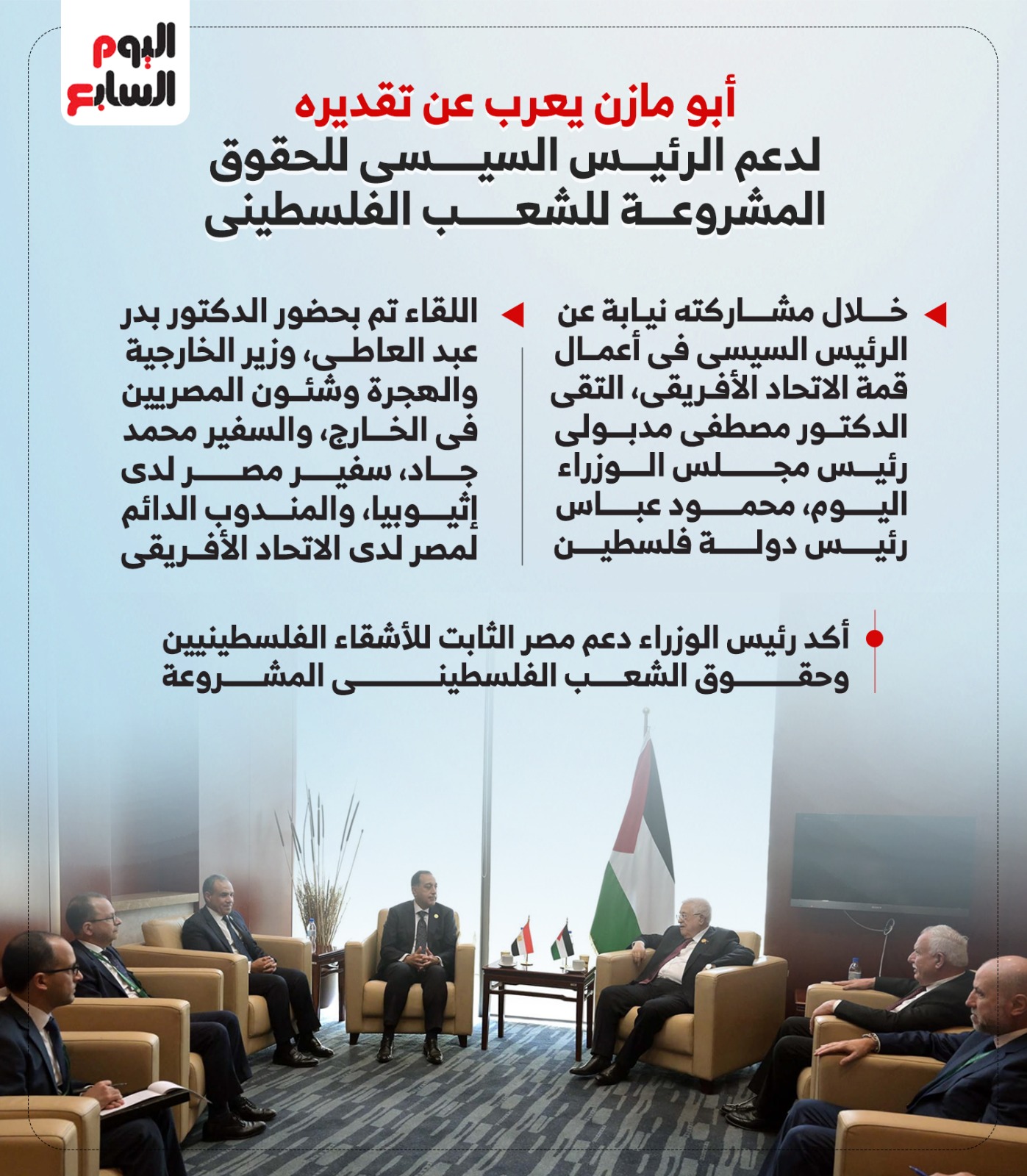 أبو مازن يعرب عن تقديره لدعم الرئيس السيسى