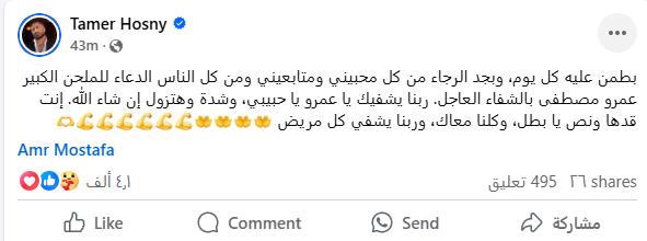 تغريدة تامر حسنى