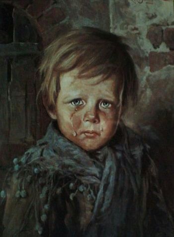 لوحة الطفل الباكي