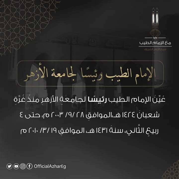 الامام الطيب رئيسا لجامعة الأزهر