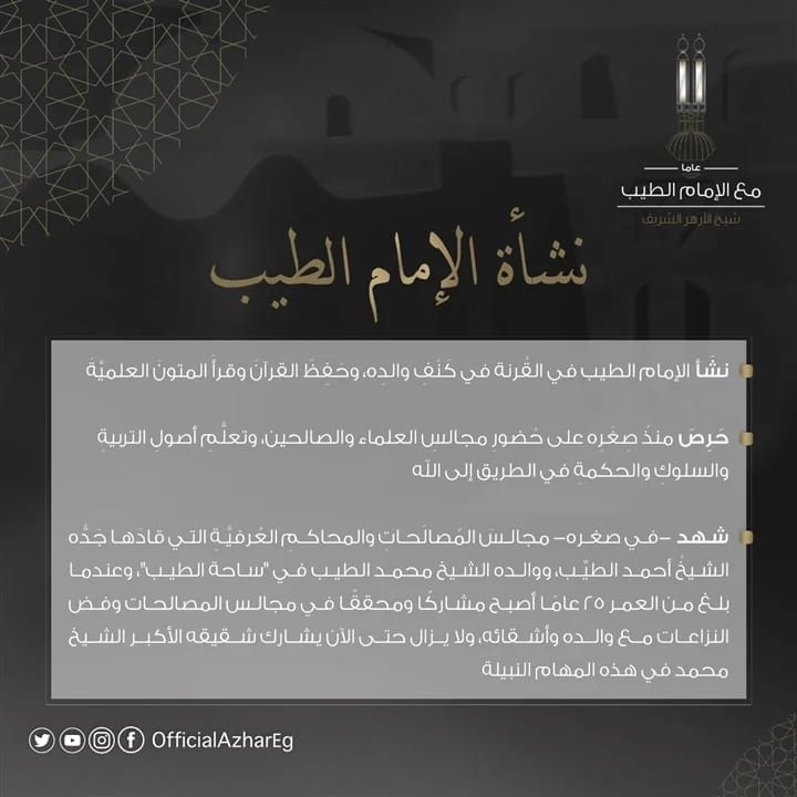 نشأة الامام الطيب