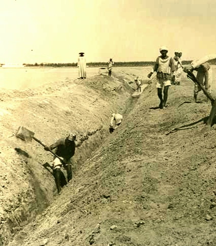 جانب من اعمال حفر القنوات الزراعية جانب من اعمال حفر القنوات الزراعية