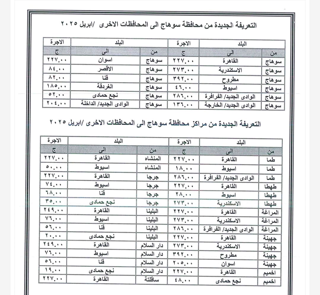  التعريفة الجديدة لنقل الركاب (2)