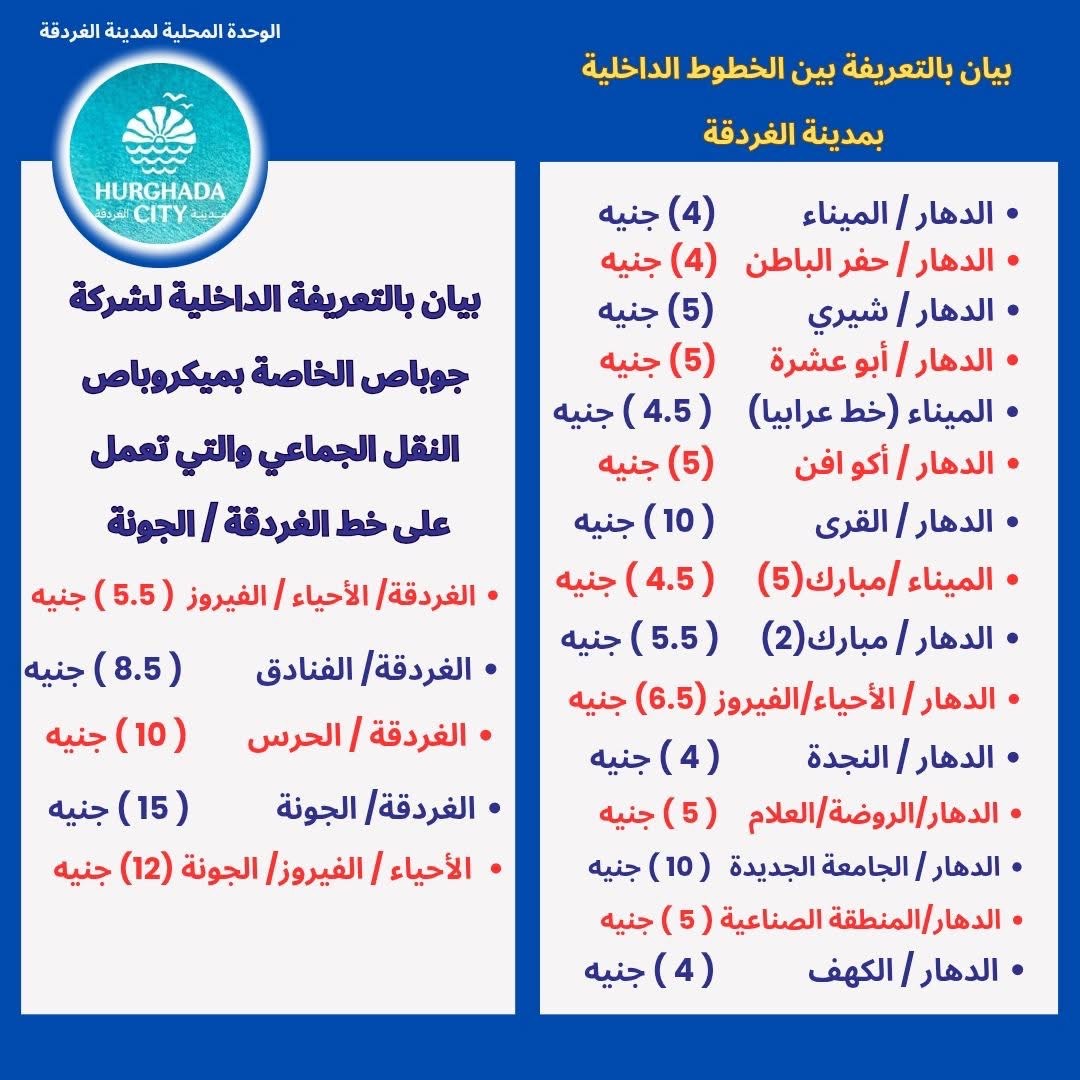 التعريفة الجديدة للمواصلات بالبحر الأحمر (1)