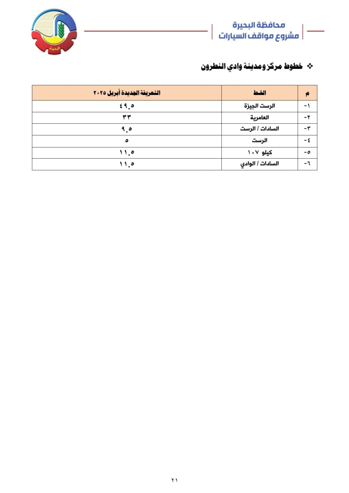 تعريفة الركوب الجديدة بالبحيرة (2)