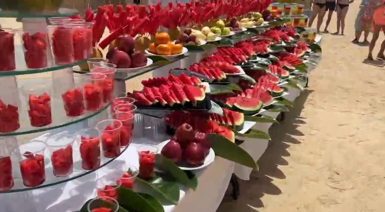 تقديم كميات كبيرة من البطيخ تقديم كميات كبيرة من البطيخ
