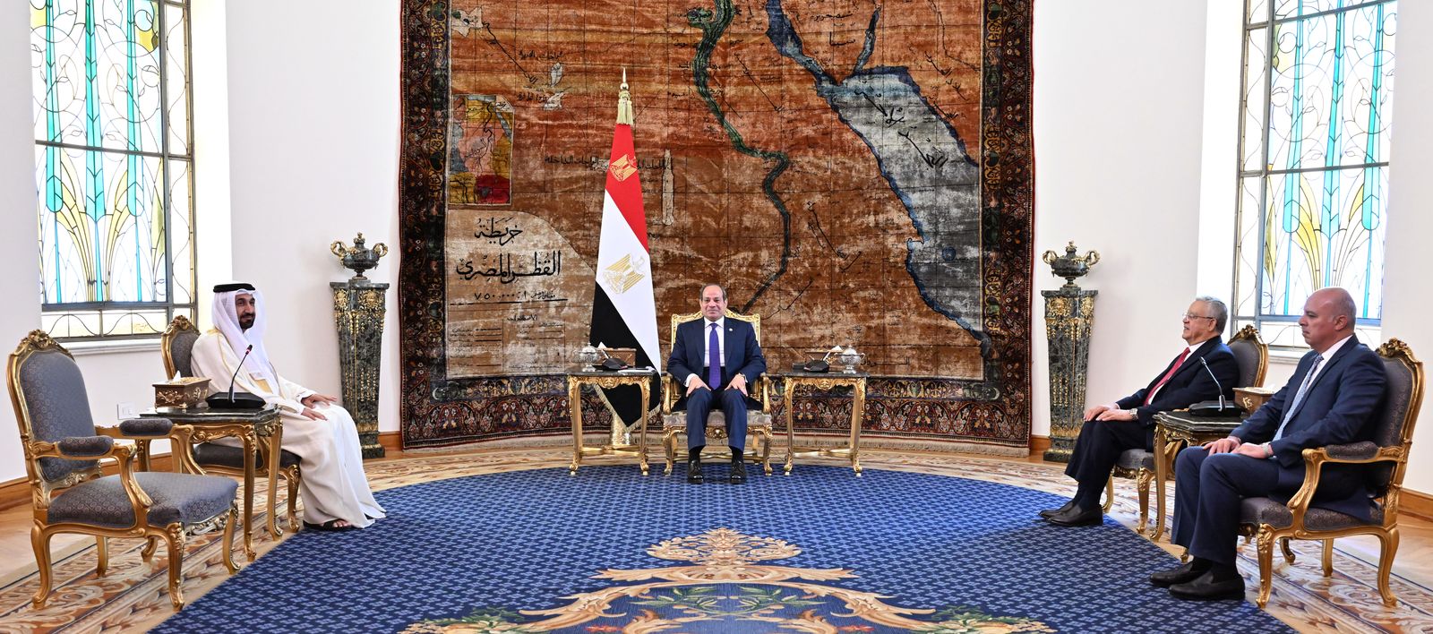  الرئيس عبد الفتاح السيسي، اليوم، محمد اليماحي رئيس البرلمان العربي و الدكتور حنفي جبالي رئيس مجلس النواب. (2)