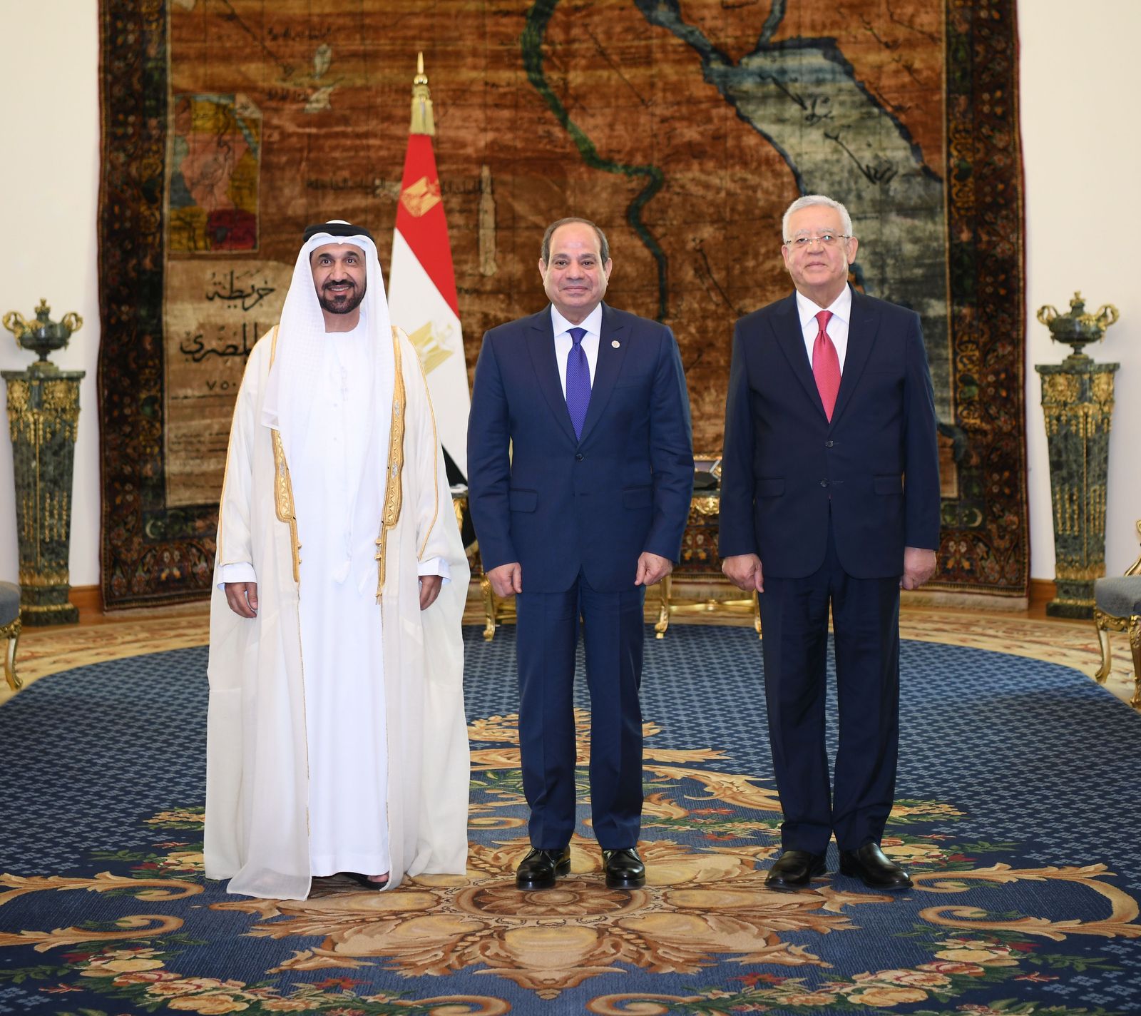  الرئيس عبد الفتاح السيسي، اليوم، محمد اليماحي رئيس البرلمان العربي و الدكتور حنفي جبالي رئيس مجلس النواب. (1)