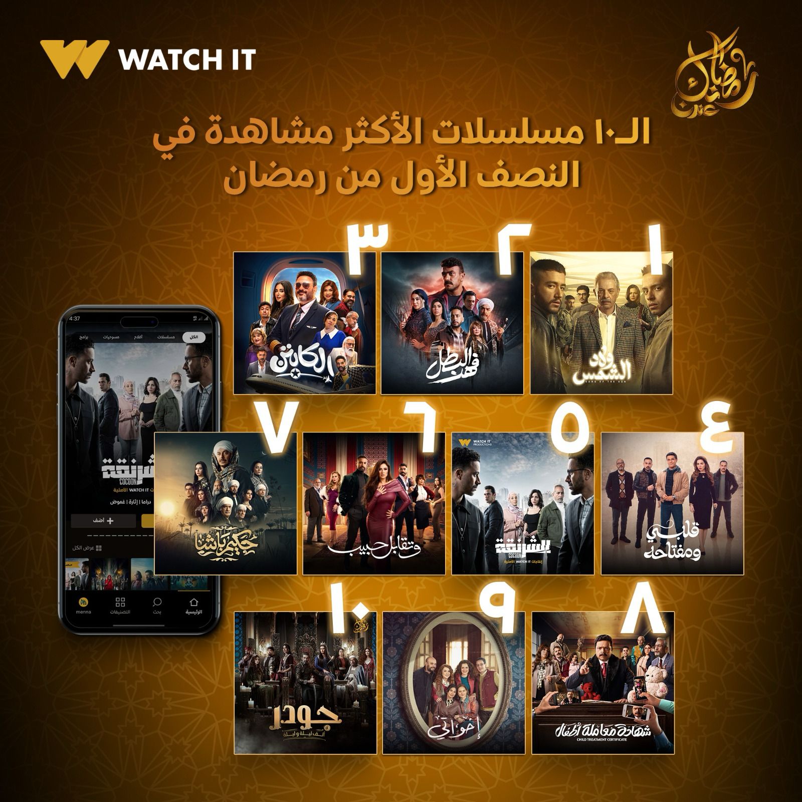 الأكثر مشاهدة فى النصف الأول من رمضان على watch it