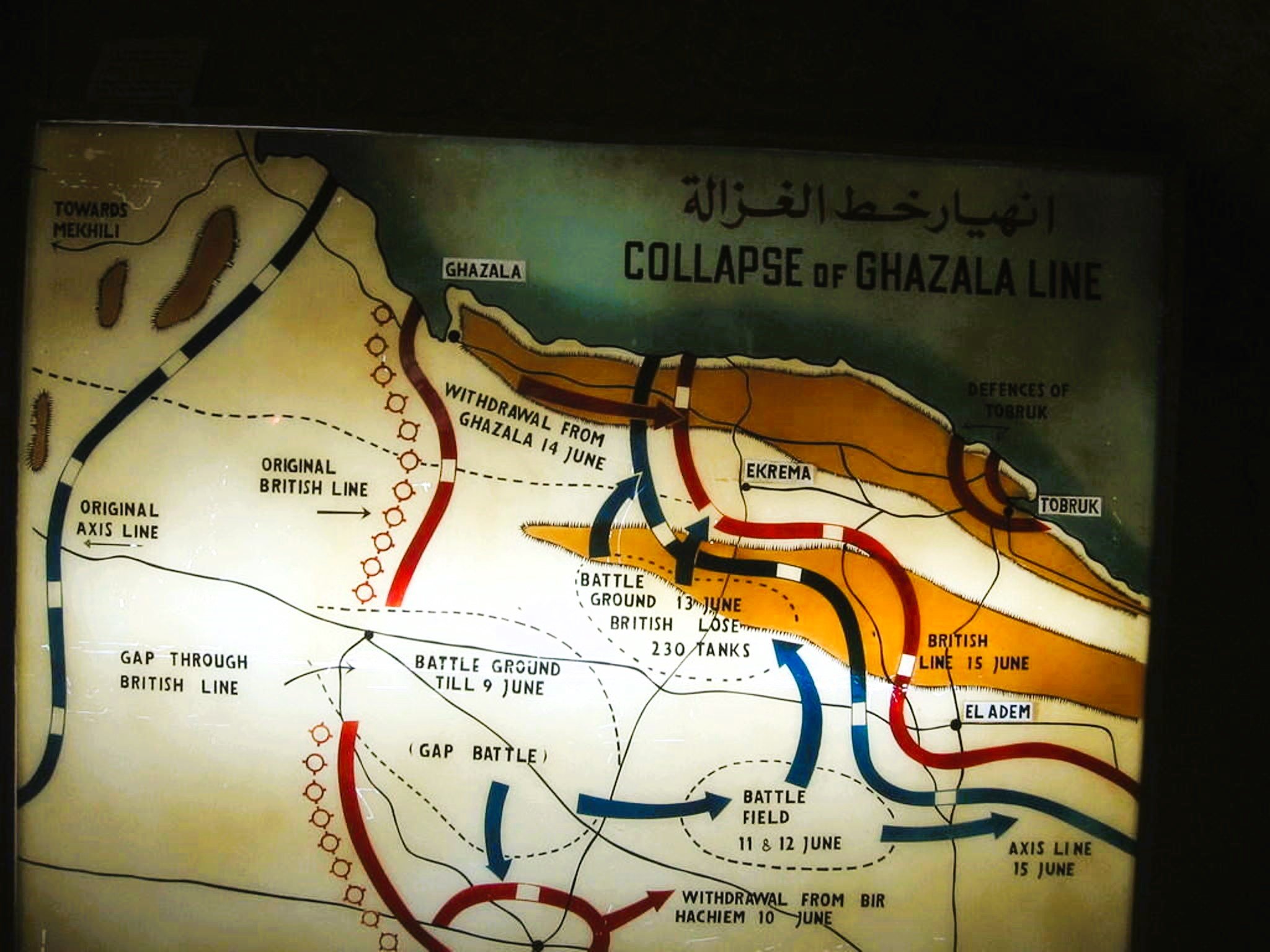 خريطة انهيار خط الغزالة خلال الحرب العالمية الثانية - متحف روميل خريطة انهيار خط الغزالة خلال الحرب العالمية الثانية - متحف روميل