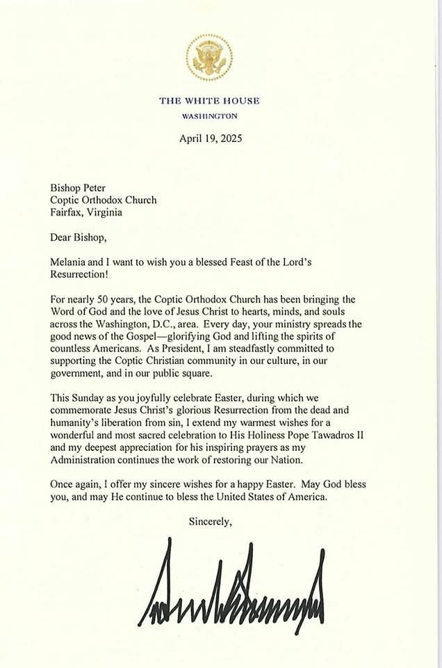 تهنئة الكنيسة الأرثوذكسية بعيد القيامة