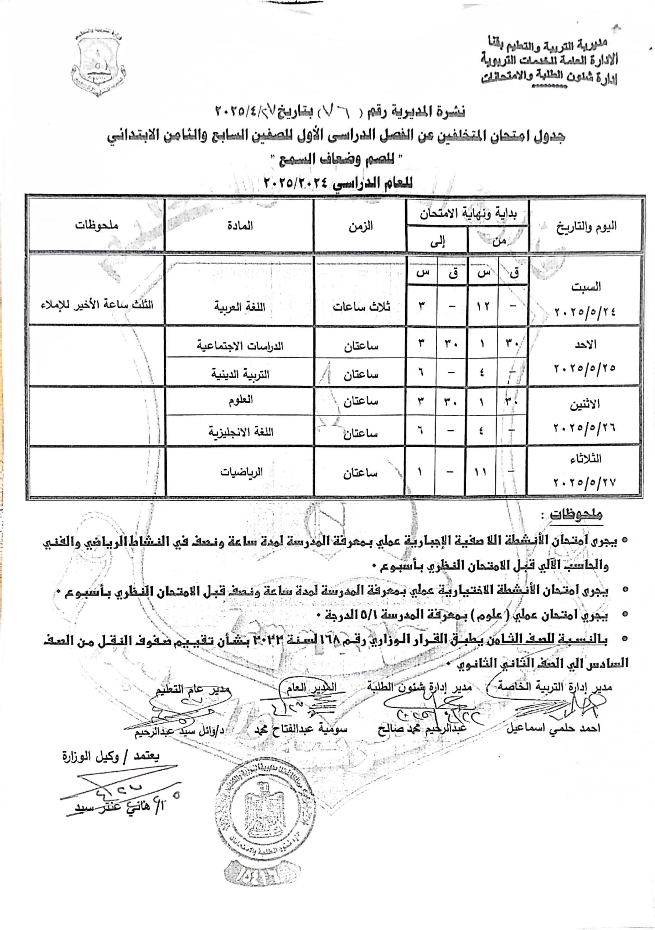 جداول امتحانات الفصل الدراسى الثانى (57)