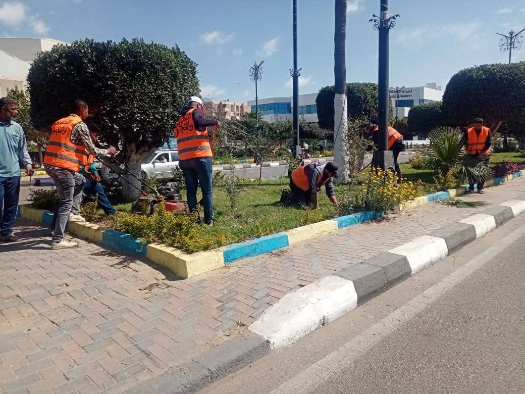 رفع كفاءة المسطحات الخضراء فى الإسماعيلية استعدادًا للاحتفال بأعياد الربيع