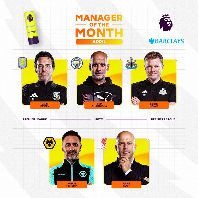 قائمة المدربين المرشحين لجائزة أفضل مدرب في أبريل قائمة المدربين المرشحين لجائزة أفضل مدرب في أبريل