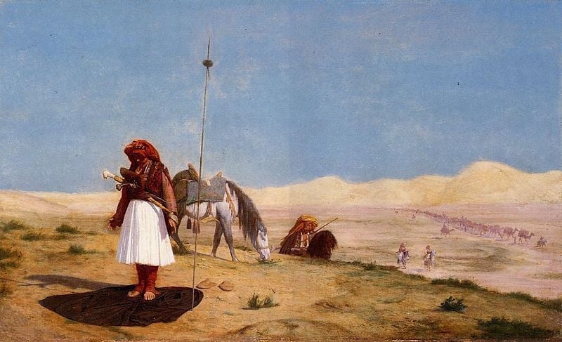لوحة الصلاة فى الصحراء لوحة الصلاة فى الصحراء