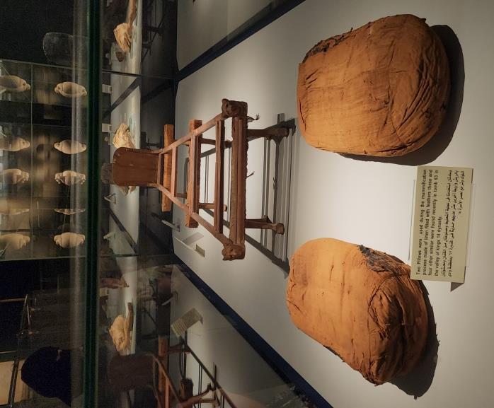 السرير والوسادات المستخدمة فى التحنيط بالأقصر