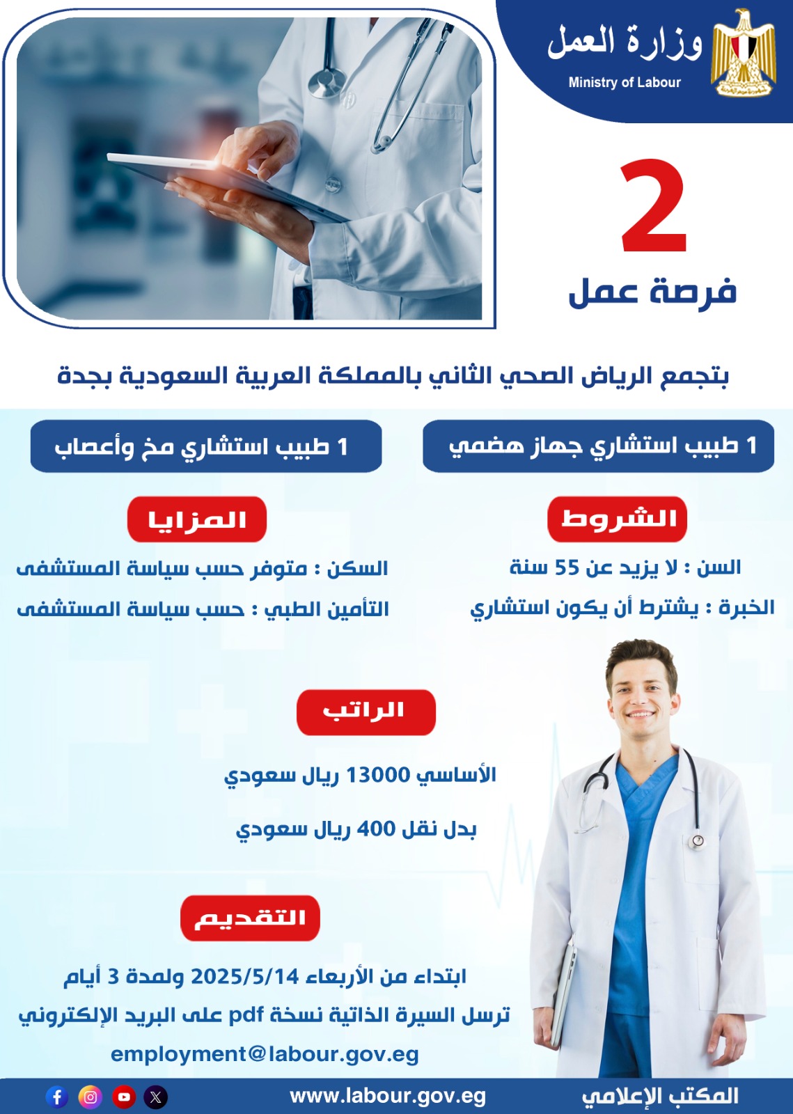 فرص عمل للأطباء بالسعودية