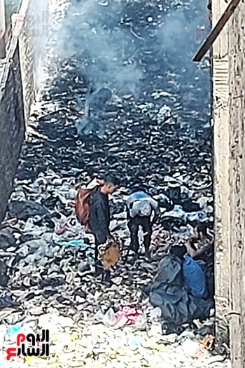 النباشون يشعلون النيران يوميا فى القمامة النباشون يشعلون النيران يوميا فى القمامة