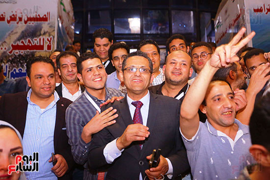 خالد البلشى بعد الفوز بمقعد النقيب خالد البلشى بعد الفوز بمقعد النقيب