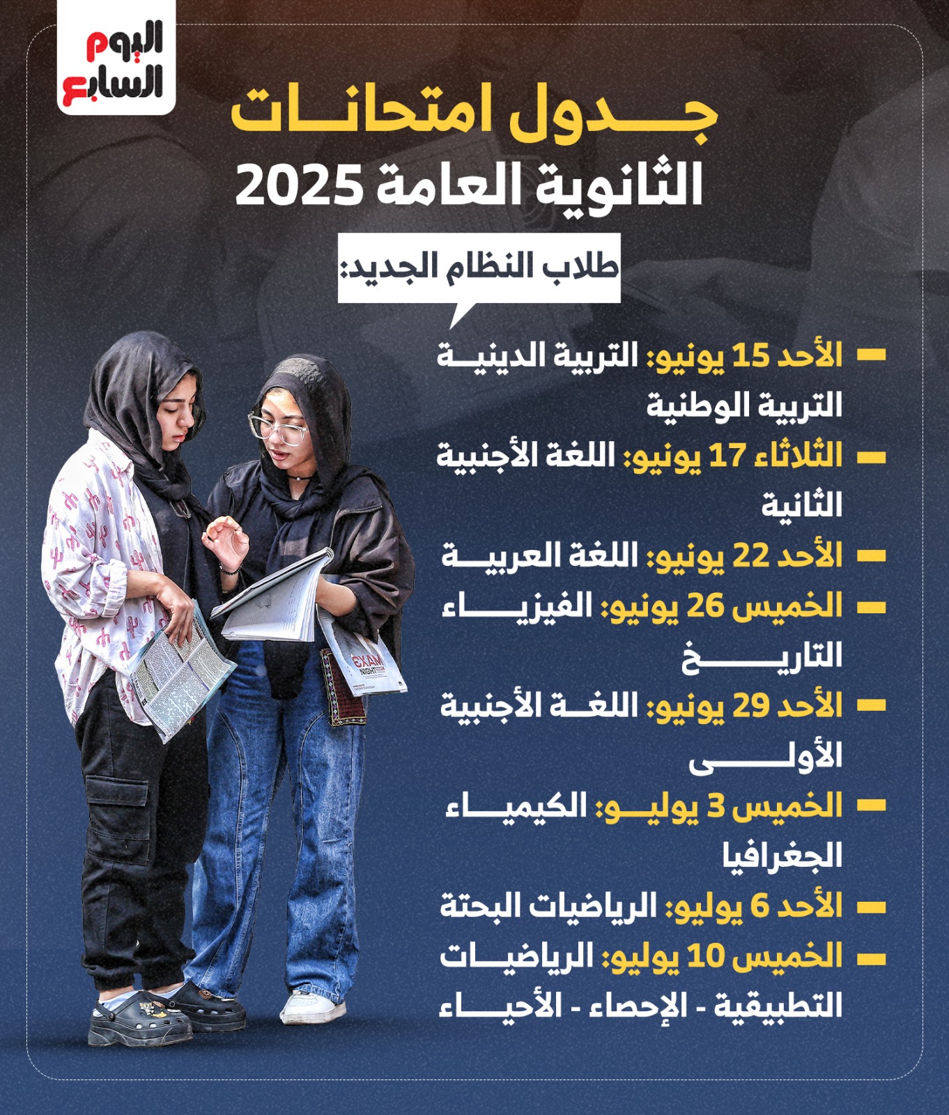 جدول امتحانات الثانوية العامة 2025