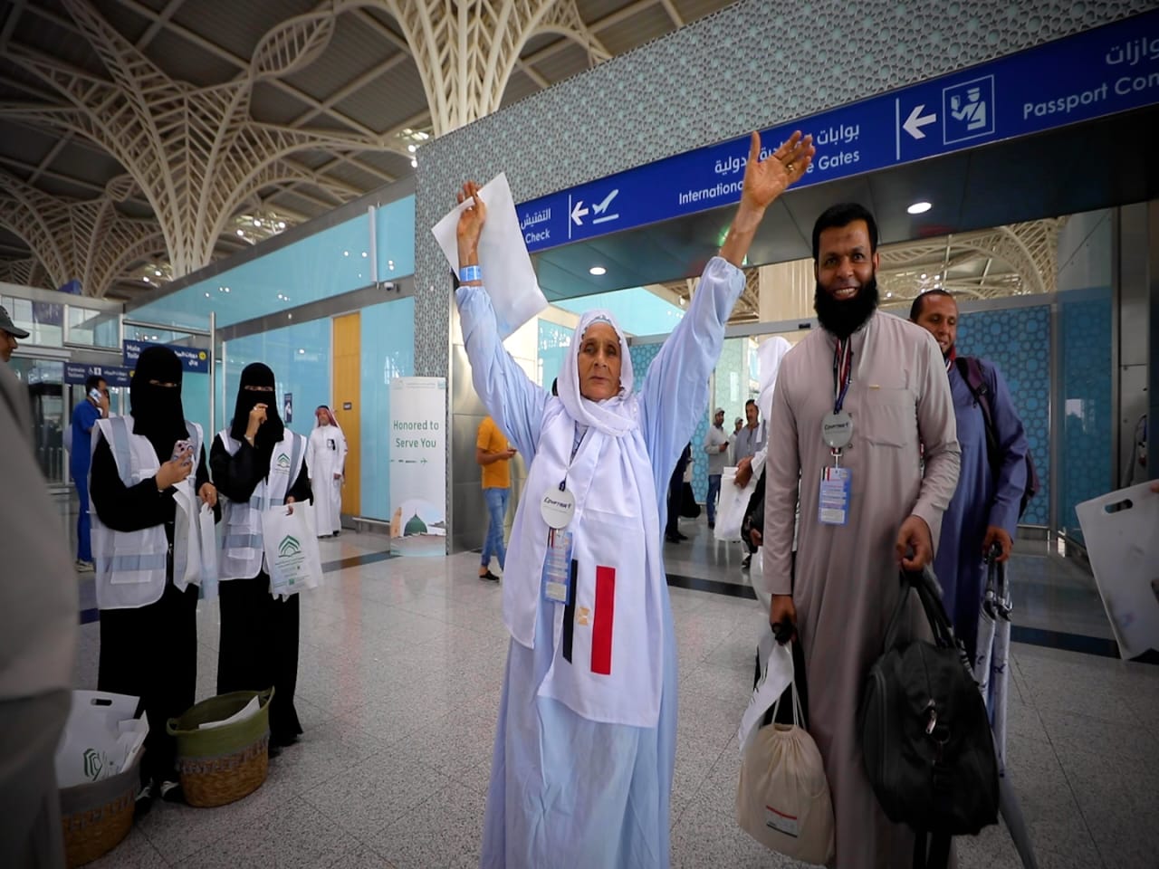 فرحة الحجاج بالوصول