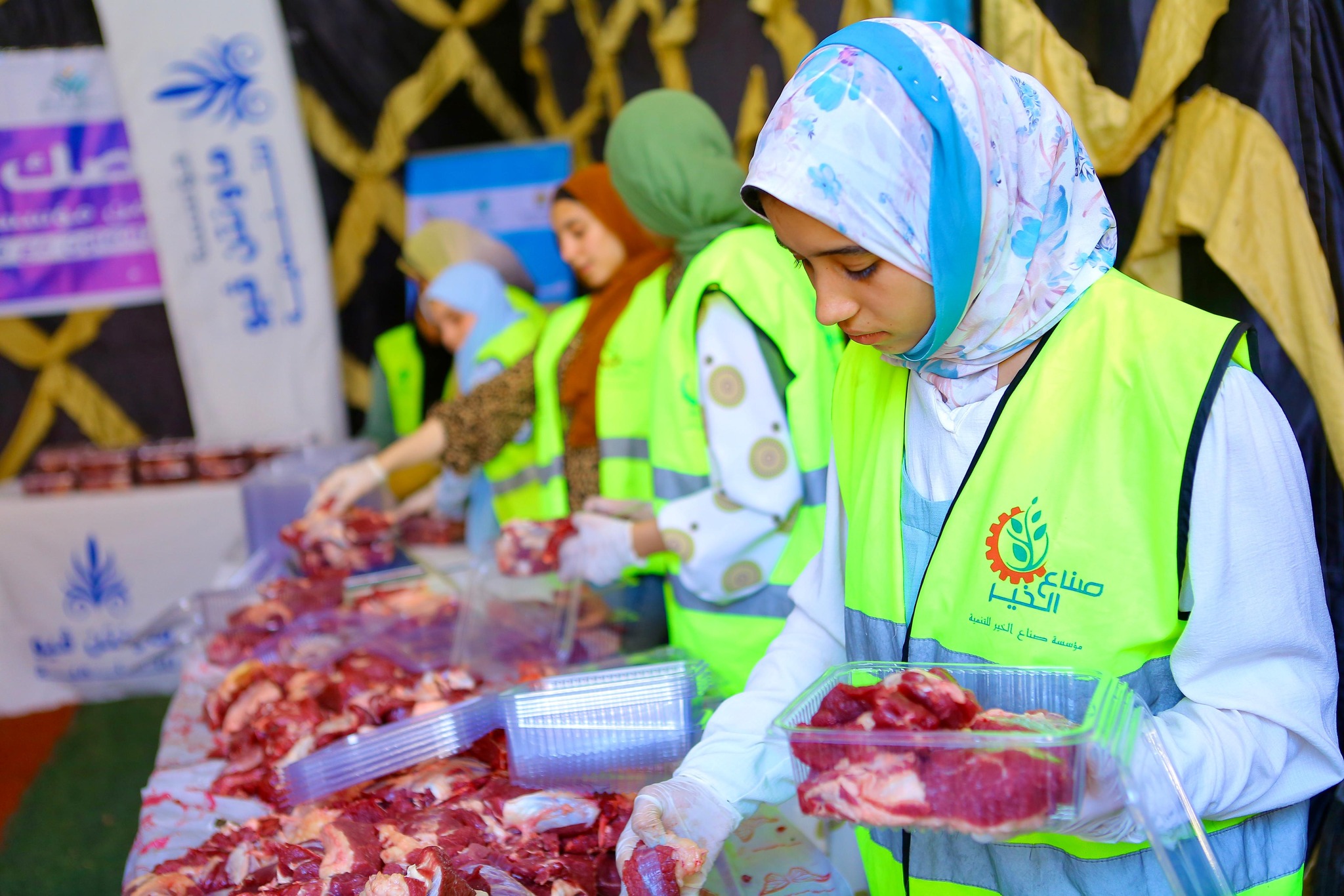 صناع الخير عضو التحالف الوطني توزع كرتونة مواد غذائية بجانب لحوم الأضاحي  (3)