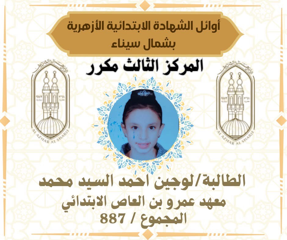 أوائل الشهادة الابتدائية الأزهرية بشمال سيناء (4)