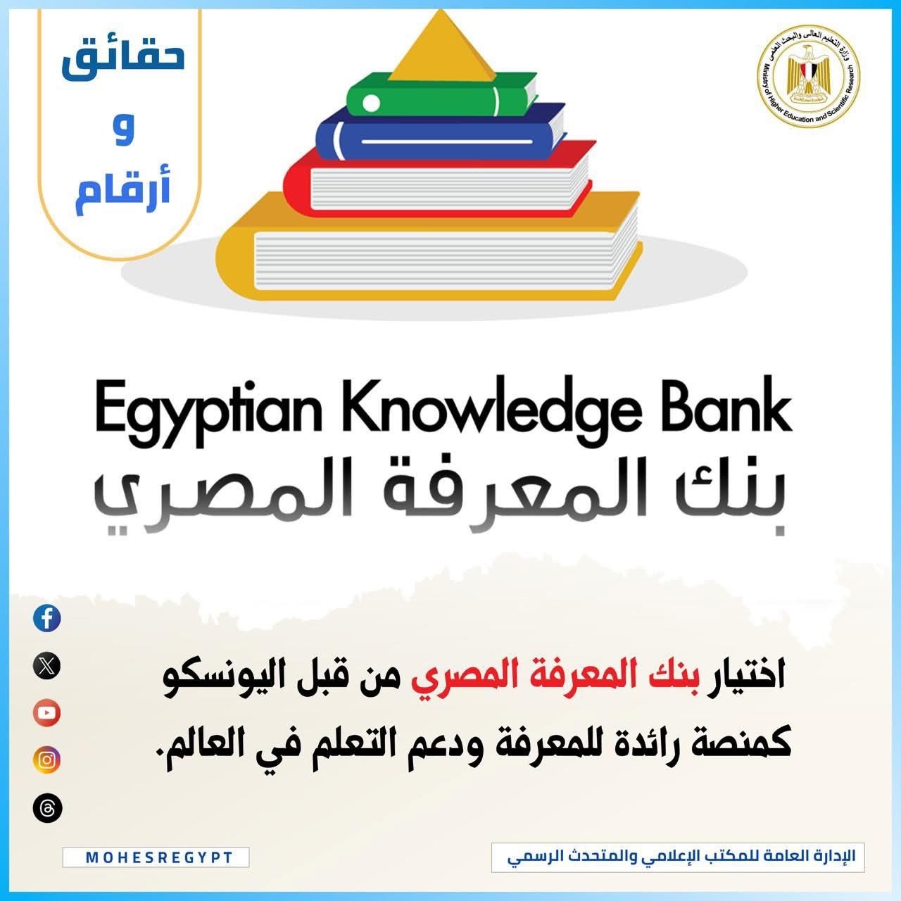 اليونسكو تختار بنك المعرفة المصري منصة رائدة عالميًّا اليونسكو تختار بنك المعرفة المصري منصة رائدة عالميًّا