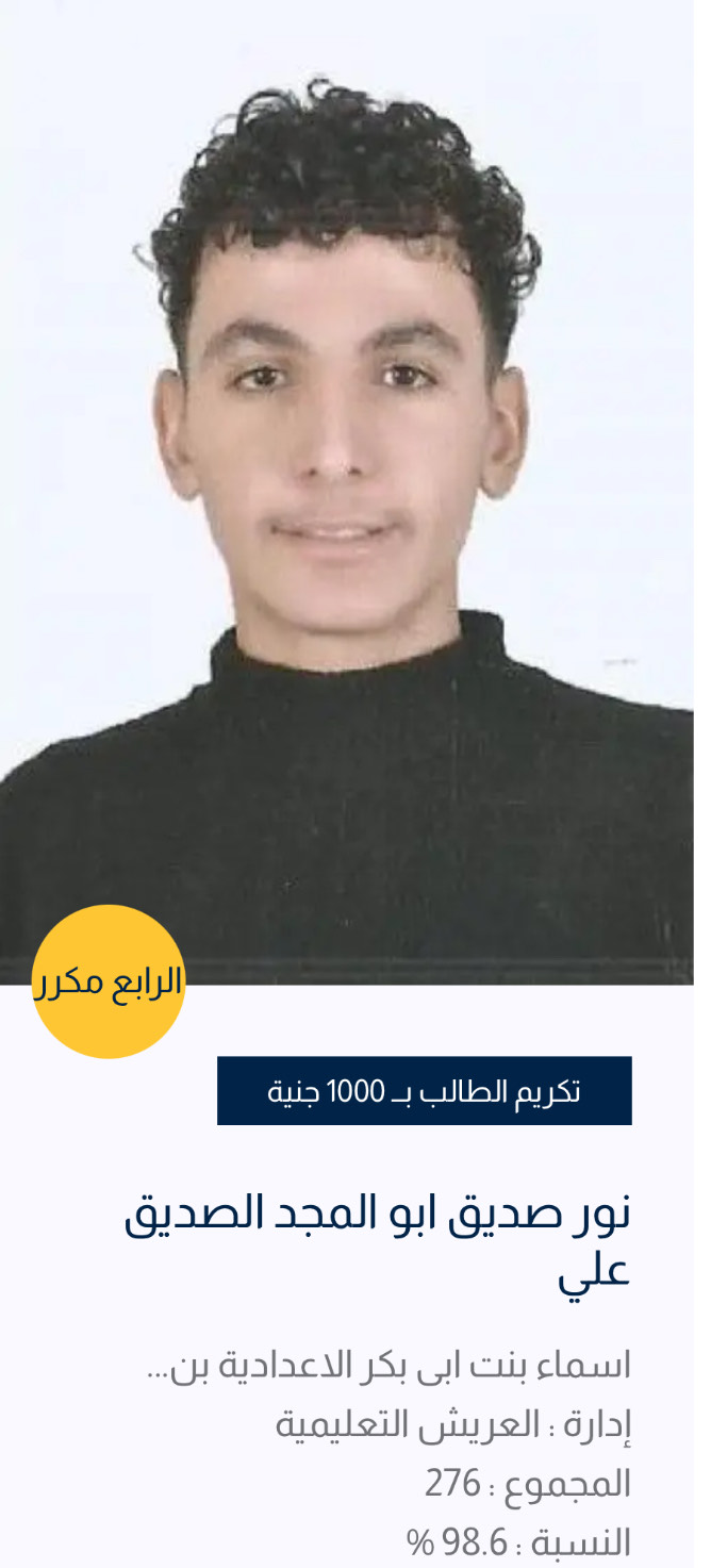 أوائل الشهادة الإعدادية بشمال سيناء (2)