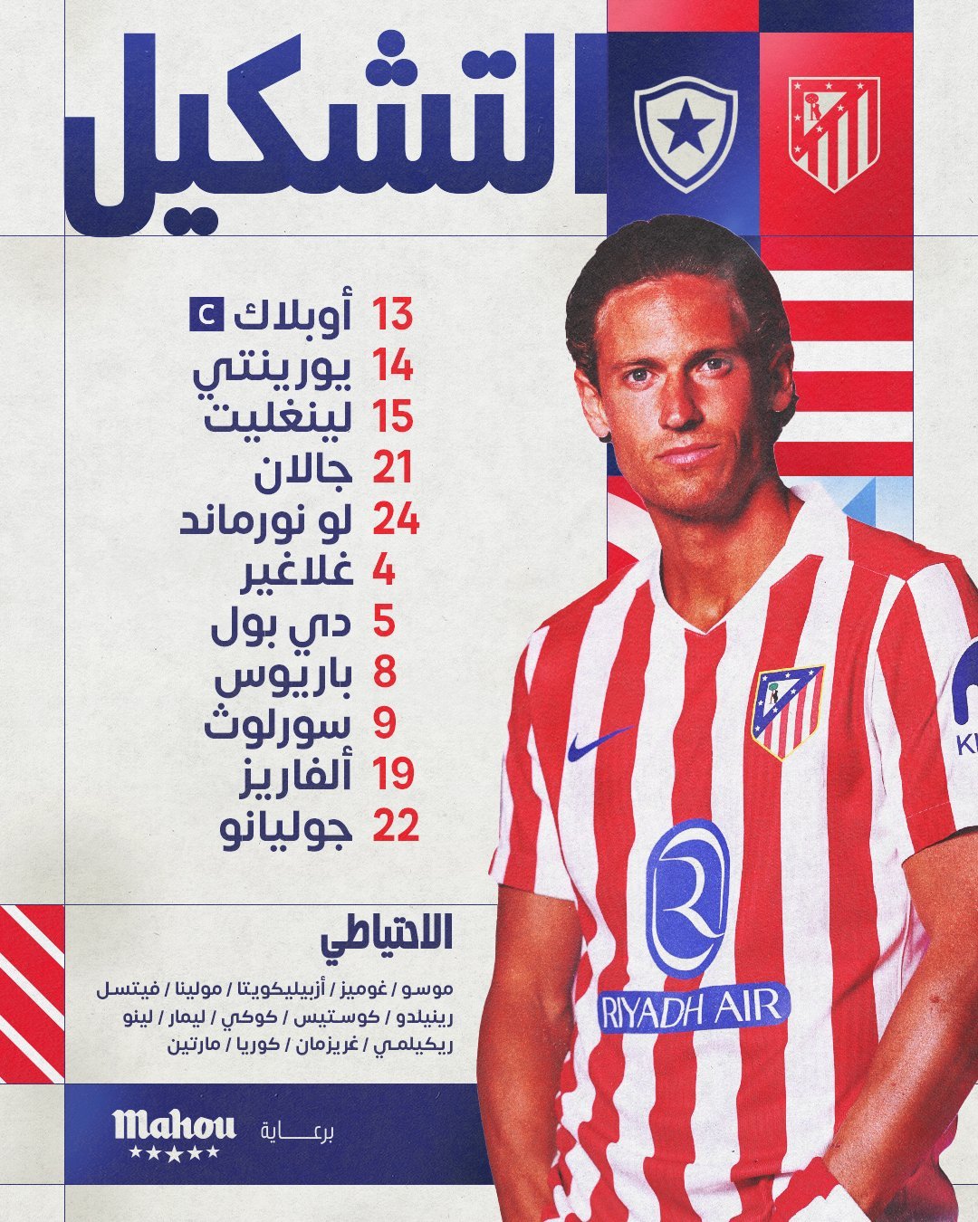 تشكيل أتلتيكو مدريد ضد بوتافوجو تشكيل أتلتيكو مدريد ضد بوتافوجو