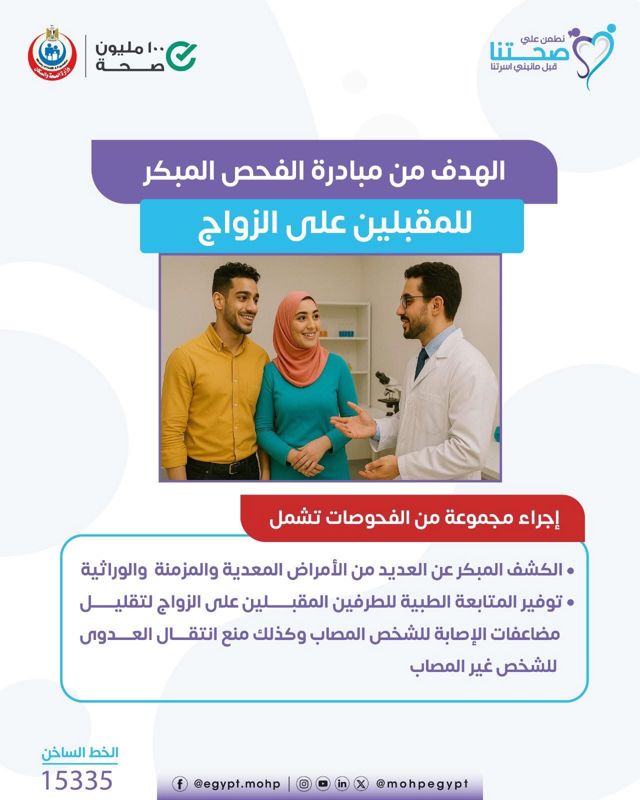 الفحص المبكر للمقبلين عن الزواج الفحص المبكر للمقبلين عن الزواج