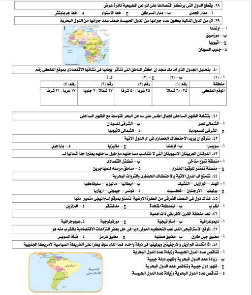 مراجعة ليلة الامتحان فى الجغرافيا مراجعة ليلة الامتحان فى الجغرافيا