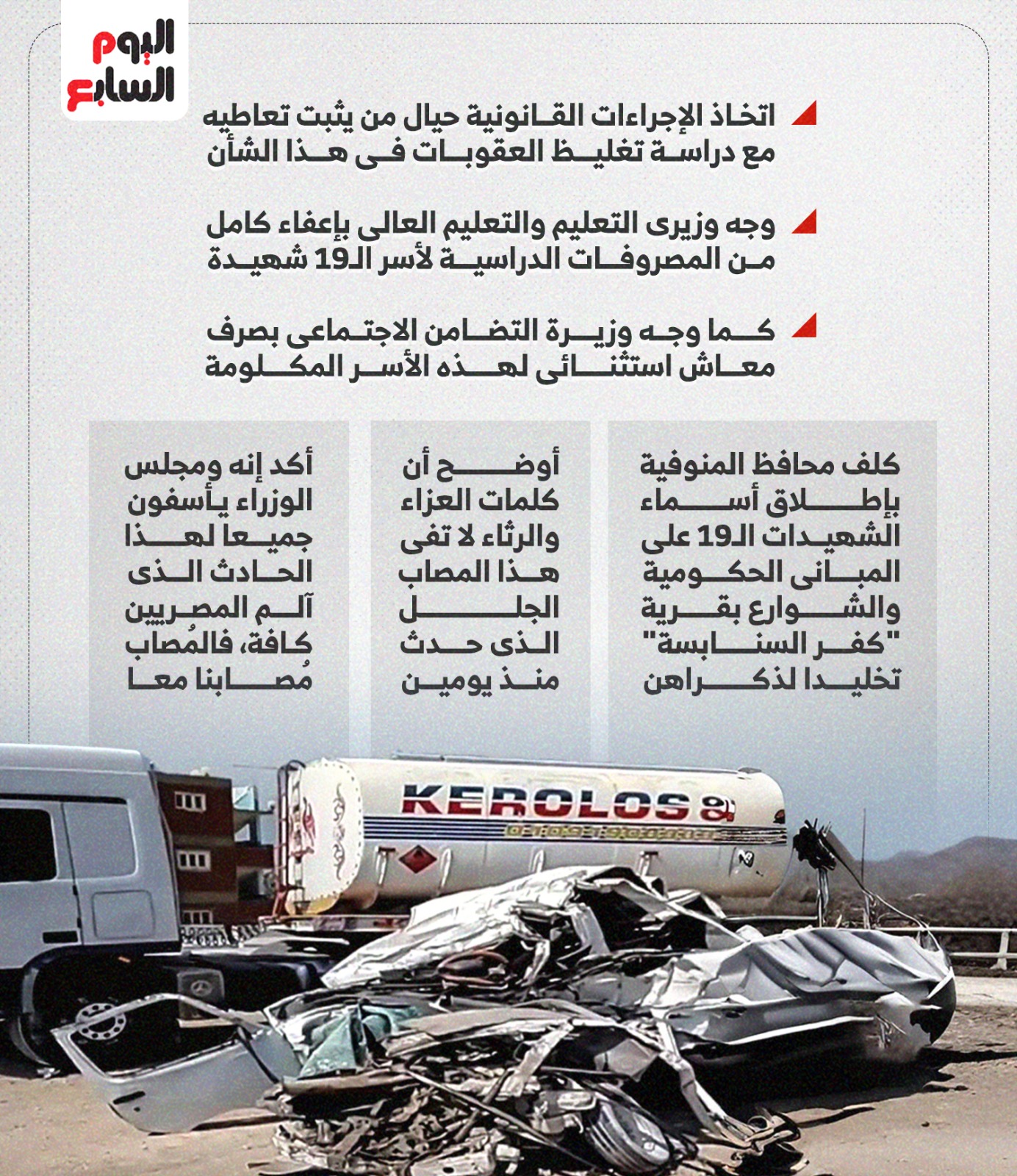 توجيهات رئيس الوزراء بشأن حادث الإقليمى
