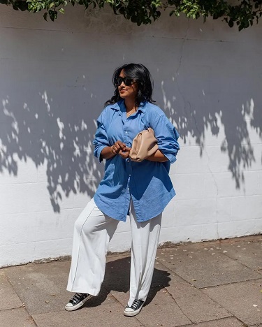 القميص الكتان الواسع