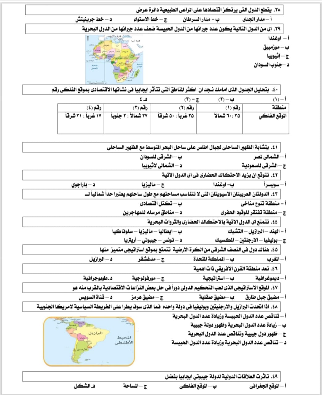 مراجعة الجغرافيا