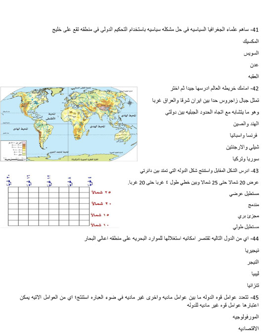 مراجعة ليلة الامتحان بمادة الجغرافيا للثانوية العامة (7)