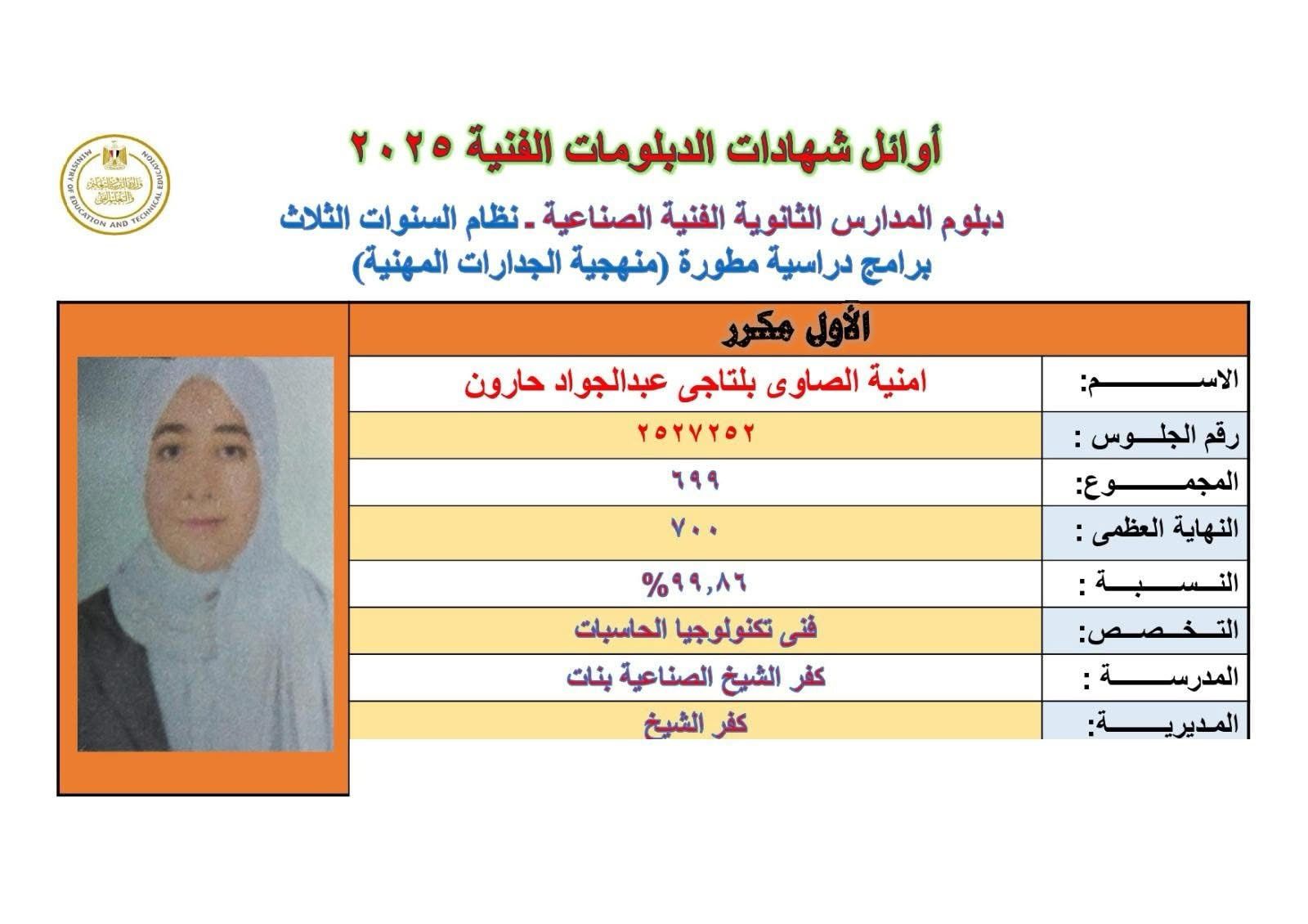 الأولى مكرر في التعليم الصناعي