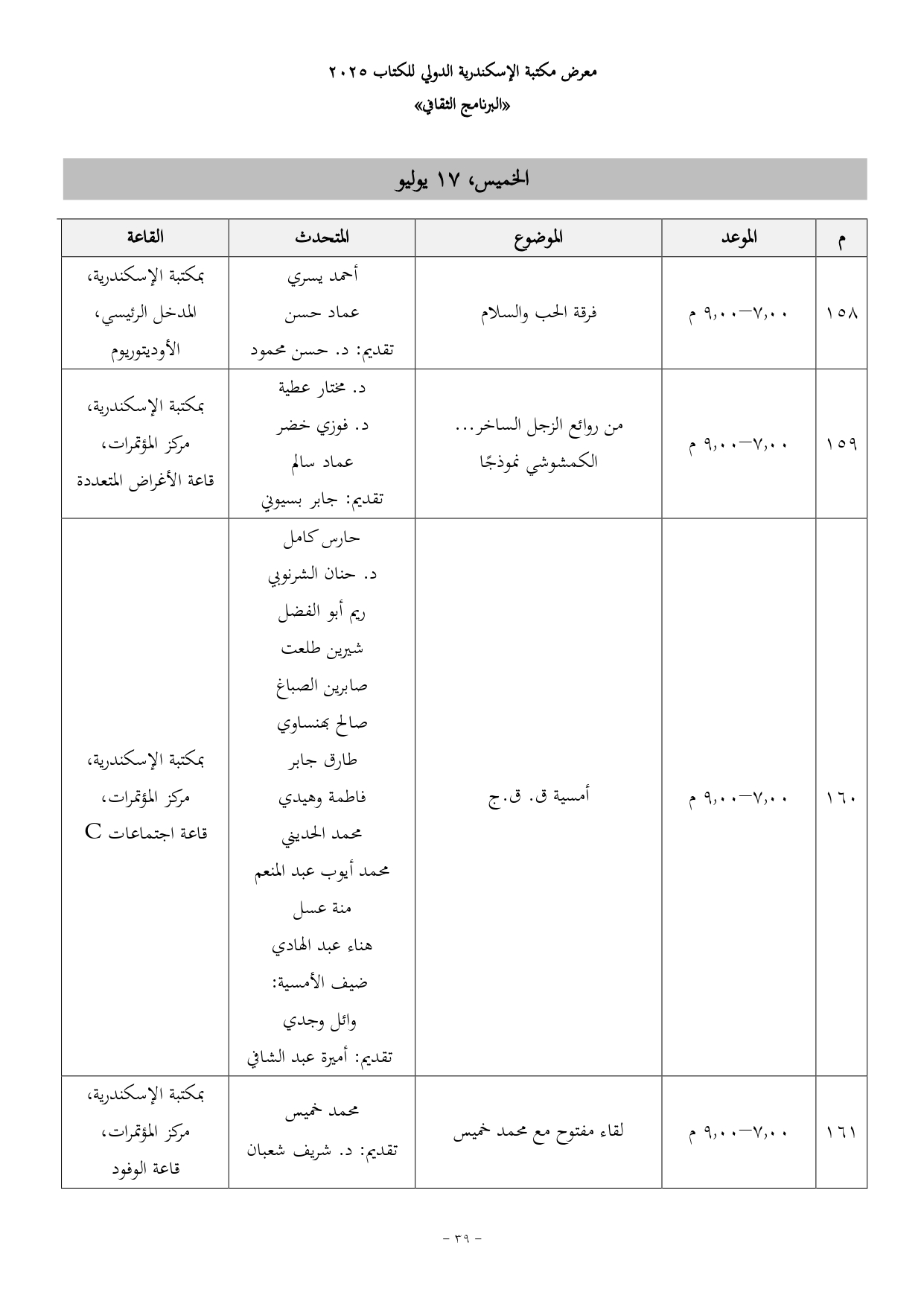 فعاليات معرض مكتبة الاسكندرية
