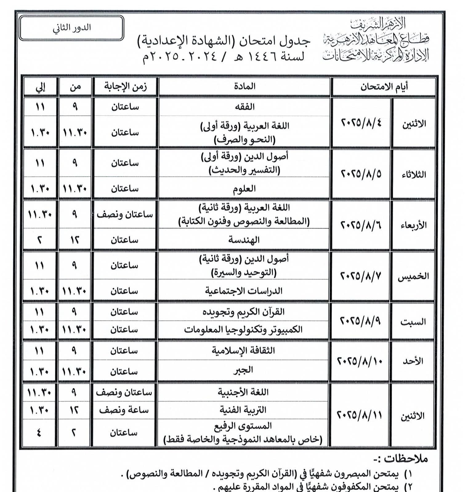الشهادة الإعدادية