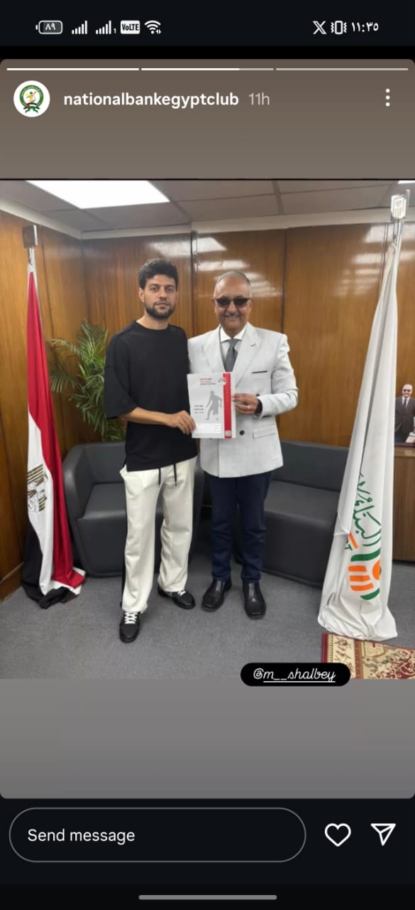 مصطفى شلبي واشرف نصار رئيس نادي البنك الاهلي مصطفى شلبي واشرف نصار رئيس نادي البنك الاهلي