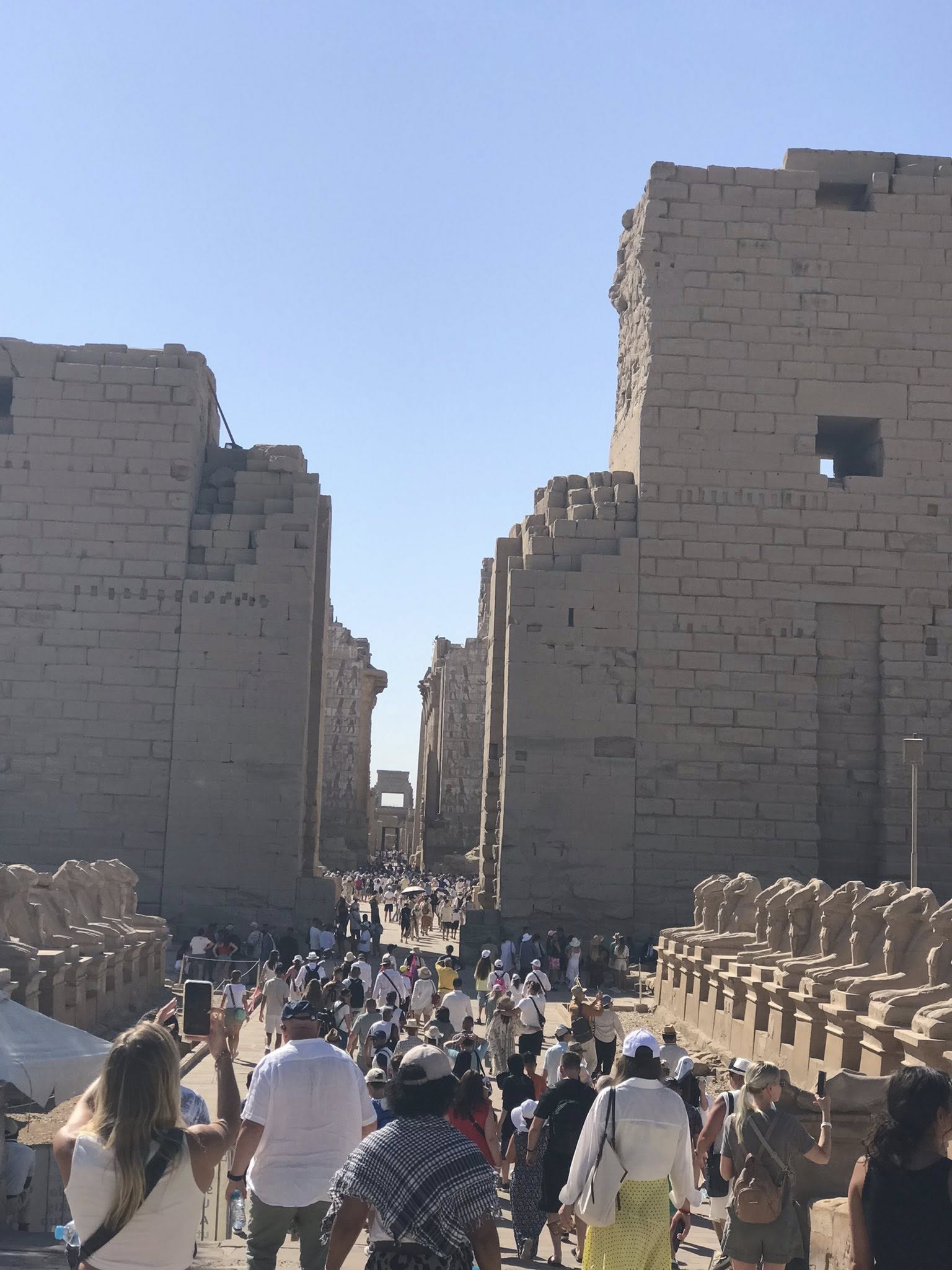 مشهد بديع لزيارات كبيرة من السائحين فى معابد الكرنك