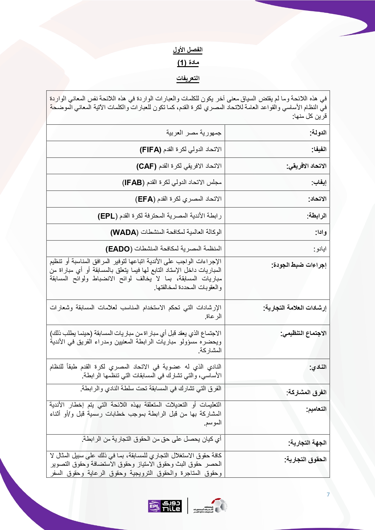 لائحة دوري Nile  للموسم الجديد 2025-2026_page-0007