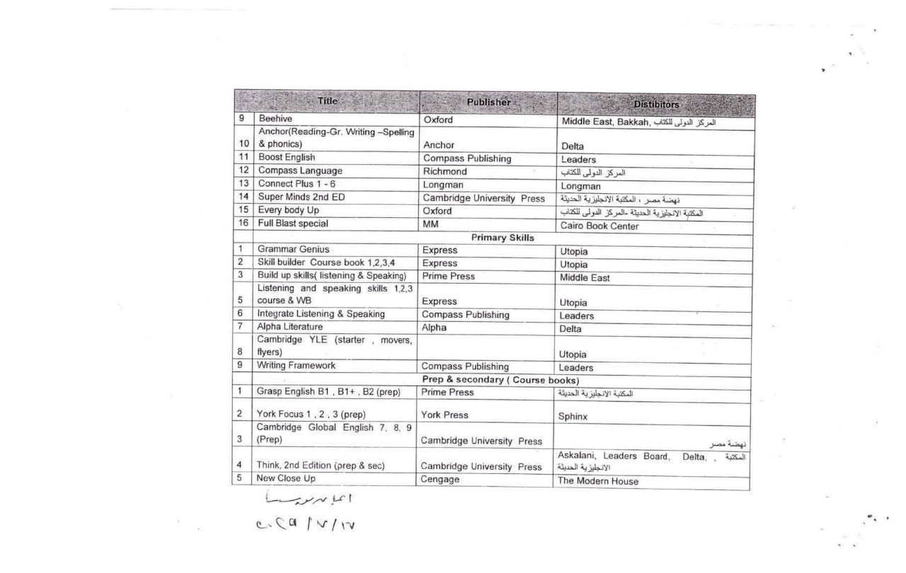 وزارةالتربية التعليم تحدد كتب المستوى الرفيع